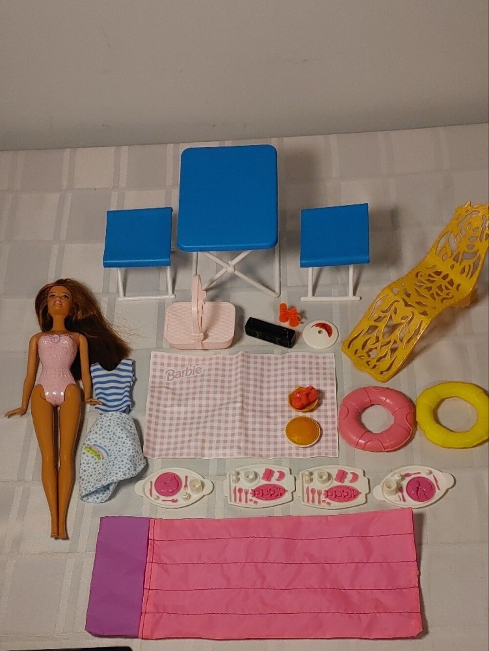 Barbie Pink & Blue Picnic, Pool, Camping Accessory Set, 21 Pieces